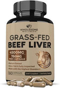 Wholesome Wellness Grass Fed Desiccated Beef Liver Capsules (180 Pills, 750Mg Each) - Natural Iron, Vitamin A, B12 For Energy - Raised Undefatted In Zealand Without Hormones Or Chemicals