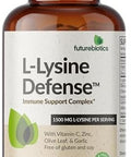Futurebiotics Llysine Defense Immune Support Complex 1500 Mg Per Serving With Vitamin C Zinc Olive Leaf & Garlic Nongmo 90 Vegetarian Capsules