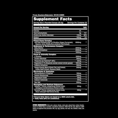 Animal Primal Muscle Hydration + Preworkout Powder Ã¢â‚¬â€œ Contains Beta Alanine 3Dpump Caffeine & Electrolytes Ã¢â‚¬â€œ Improves Energy Focus Endurance & Absorption Ã¢â‚¬â€œ Fruit Punch Flavor 17.9 Oz