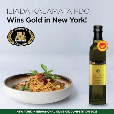 Iliada Kalamata PDO Extra Virgin Olive Oil, 500mL | Multi-Awarded | Single Region 100% Greek | Monovarietal Koroneiki | Cold Press | Polyphenol Rich | Chef's Favorite