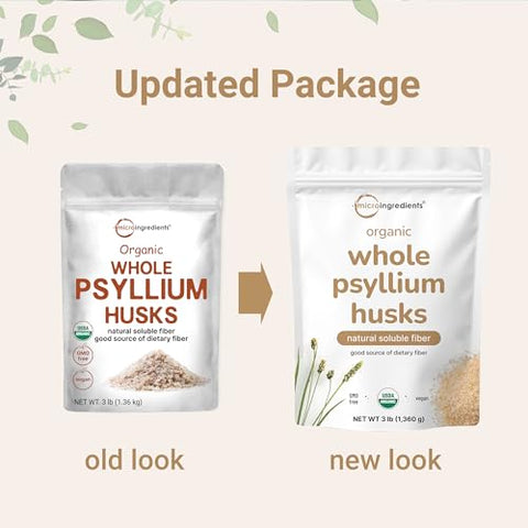 Micro Ingredients Organic Whole Psyllium Husks 3Lbs Daily Soluble Fiber Supplement With Prebiotics Psyllium Husk Sourced From India Non-Gmo Keto Friendly Vegan