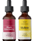 Herbamama Herbal Liquid Drops Kit - Bundle Of Black Elderberry Extract And Mullein Leaf Tincture 2 Fl Oz - Vegan Non-Gmo Sugar & Alcohol- - 2 Pack