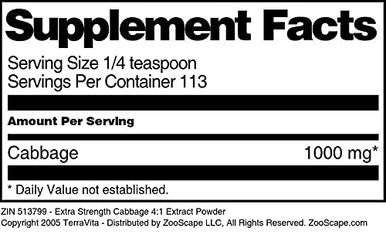 Terravita Extra Strength Cabbage 4:1 Extract Powder (4 Oz, Zin: 513799)