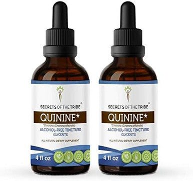 Secrets of the Tribe Quinine Tincture Alcohol-Free Liquid Extract, Quinine (Cinchona officinalis) Dried Bark (2x4 FL OZ)