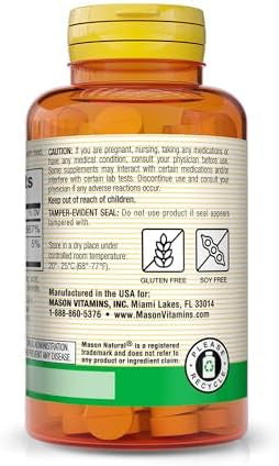Mason Natural Biotin 800 Mcg Hair Skin & Nail Health Support High Potency Vitamin B7 Supplement 60 Tablets (Pack Of 3)