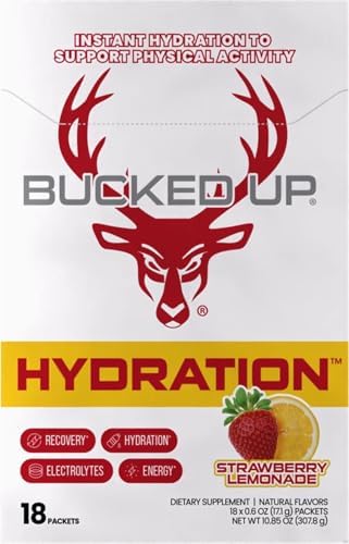 Bucked Up Hydration - Strawberry Lemonade Electrolyte And Hydration Powder Drink Mix 18 Packs (18 Servings)
