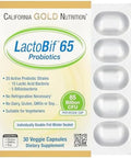 California Gold Nutrition Lactobif Probiotics 65 Bllion Cfu 20 Active & Researched Probiotic Strains Soy Sugar Vegetarian Individually Doublefoil Blister Sealed 30 Veggie Capsules