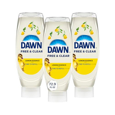 Dawn Free & Clear Ez-Squeeze Dish Soap Liquid Dishwashing Liquid Grease Removal Lemon 24.3 Fl Oz (Pack Of 3)