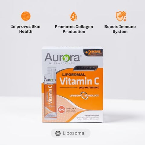 Aurora Nutrascience Vitality Duo Bundle Mega Liposomal Vitamin C 3000 mg per Serving and Mega Liposomal BComplex