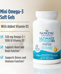 Nordic Naturals Ultimate Omega Mini D3 Lemon Flavor - 60 Mini Soft Gels - 1120 Mg Omega-3 1000 Iu Vitamin D3 - Epa & Dha - Promotes Brain & Heart Health 30 Servings
