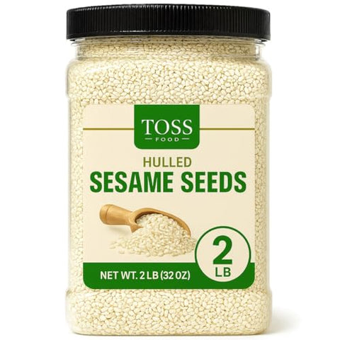 TOSS Hulled White Sesame Seeds, 2 LB Bulk Resealable Jar ÃƒÂ¢Ã¢â€šÂ¬Ã¢â‚¬Å“ Premium Baking & Cooking Ingredient with Nutty Flavor