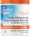 Doctor'S Best High Absorption Magnesium Powder (Peach Flavored) 100% Chelated Traccs Not Buffered Headaches Muscle Vegan Peach Flavor 12.3 Ounce (Pack Of 1)
