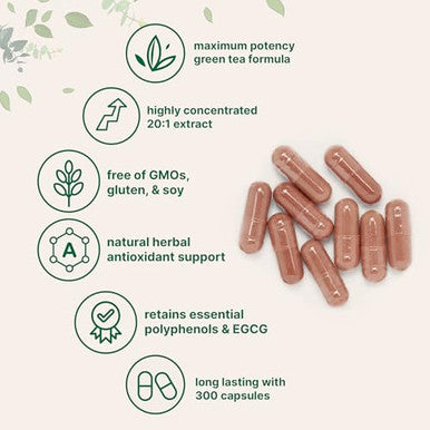 Micro Ingredients Extra Strength Green Tea Extract 300 Capsules 5 Month Supply Maximum Potency Polyphenols Antioxidant Supplement For Skin Energy Brain & Heart Support