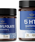 HERBAMAMA LMethylfolate and 5HTP Kit Bundle of 15mg LMethylfolate and 200mg 5Hydroxytryptophan Gummies Vegan NonGMO GelatinFree 2 Pack