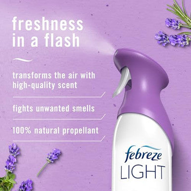 Febreze Air Mist Air Freshener Spray Odor-Fighting Room Spray Air Fresheners For Home And Bathroom And Kitchen Aerosol Can Light Lavender Scent 8.8Oz 6 Count Pack Of 3