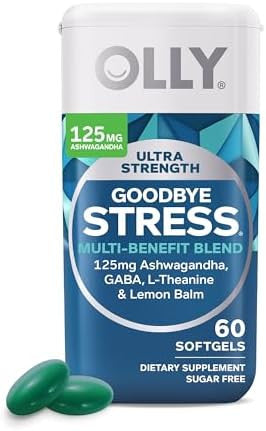 Olly Ultra Strength Goodbye Stress Softgels Gaba Ashwagandha Ltheanine And Lemon Balm & Ultra Strength Brain Softgels Nootropic Supports Healthy Brain Function Memory
