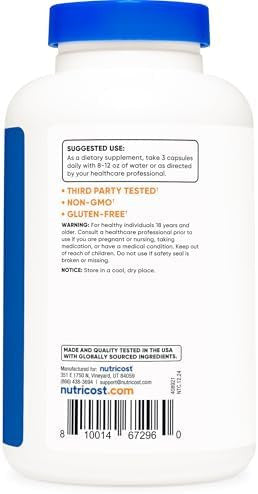 Nutricost Magnesium Malate 2100Mg 180 Capsules Vegetarian Nongmo Gluten