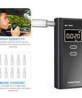 Homealexa Breathalyzer For Alcohol Portable Alcohol Tester With Digital Bac Display High Accuracy Sensor 3-5S Fast Test Personal Breathalyzer With 10 Mouthpieces For Home Party Use