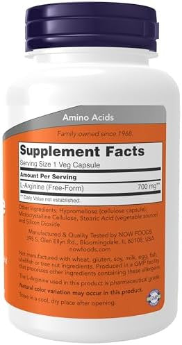 Now Foods Supplements Larginine 700 Mg Nitric Oxide Precursor Amino Acid 180 Veg Capsules