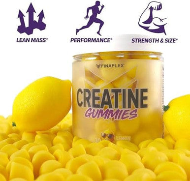 Finaflex Creatine Gummies 120 Gummies Lemon Burst Flavor Promotes Muscular Strength Size & Performance 5G Of Creatine Monohydrate Per Serving 30 Servings