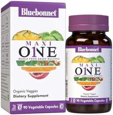 Bluebonnet Nutrition Maxi One (With Iron) Whole Food Multiple Enzymes Energy Vitality Gluten Kosher Dairy Vegetarian Friendly Soy Nongmo 90 Vegetable Capsule 3 Month Supply Beige