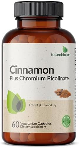 Futurebiotics Cinnamon Plus Chromium Picolinate Supplement High Potency Chromium Nongmo 120 Vegetarian Capsules