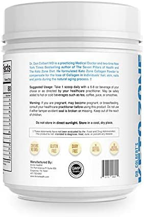 Dr. Colberts Keto Zone Vanilla Collagen Powder Includes Marine Collagen NonGMO Gluten Free 630g