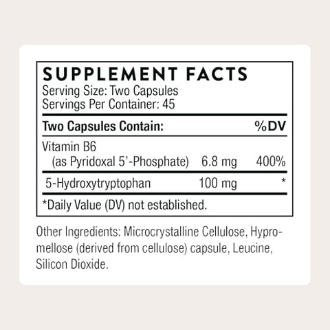 Thorne - 5-Htp - Contains Vitamin B6 - Serotonin Support For Sleep & Stress Management - 5-Hydroxytryptophan Supplement - Third-Party Certified - Gluten Dairy & Soy-Free 90 Capsules