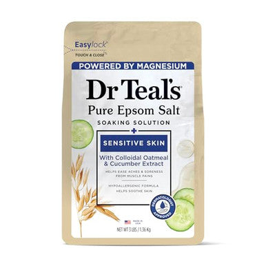 Dr Teal'S Epsom Salt Magnesium SoakSensitive Skin With Colloidal Oatmeal & Cucumber Extract3 Lbs