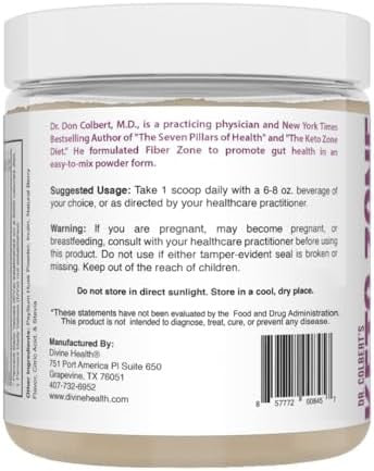 Divine Health Dr Colbert Md Fiber Zone Powderberry Flavorprebiotics Isoluble & Soluble Fiberpsyllium Huskinulinrecommended In Keto Zone Diet & Healthy Gut Zone9.52 Oz
