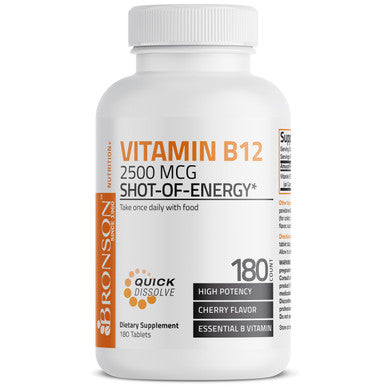 Bronson Vitamin B12 Sublingual Quick Release - 2,500 mcg - Cherry 180 Count