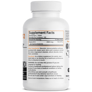 Bronson Vitamin B12 Sublingual Quick Release - 2,500 mcg - Cherry 180 Count