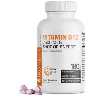 Bronson Vitamin B12 Sublingual Quick Release - 2,500 mcg - Cherry 180 Count