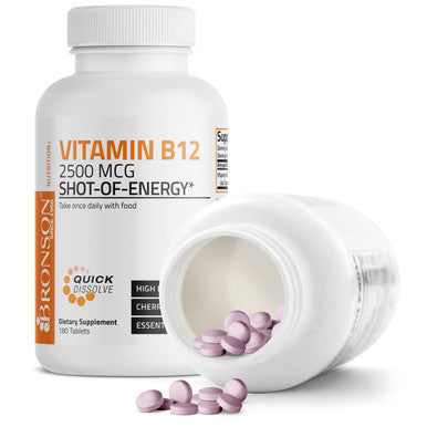 Bronson Vitamin B12 Sublingual Quick Release - 2,500 mcg - Cherry 180 Count