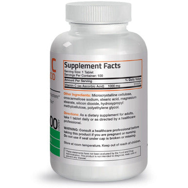 Bronson Vitamin C Pure Ascorbic Acid - 1,000 mg 100 Count