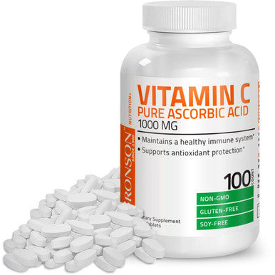 Bronson Vitamin C Pure Ascorbic Acid - 1,000 mg 100 Count