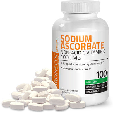 Bronson Vitamin C Sodium Ascorbate Non-Acidic Non-GMO - 1000 mg 100 Count