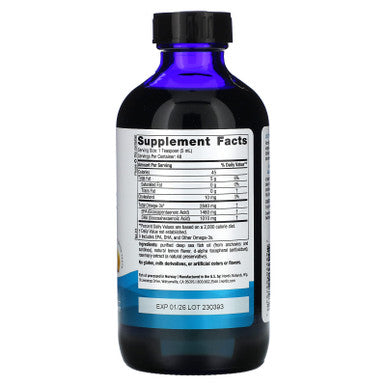 Nordic Naturals Ultimate Omega Liquid, Lemon Flavor - 2840 mg 8 oz