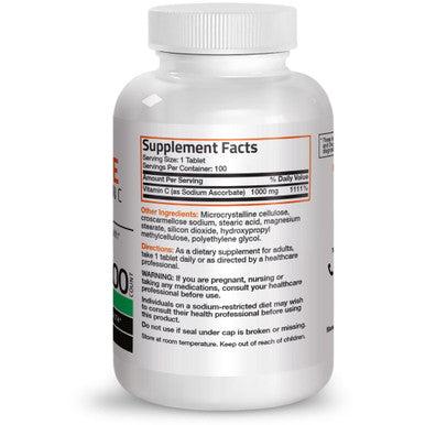 Bronson Vitamin C Sodium Ascorbate Non-Acidic Non-GMO - 1000 mg 100 Count
