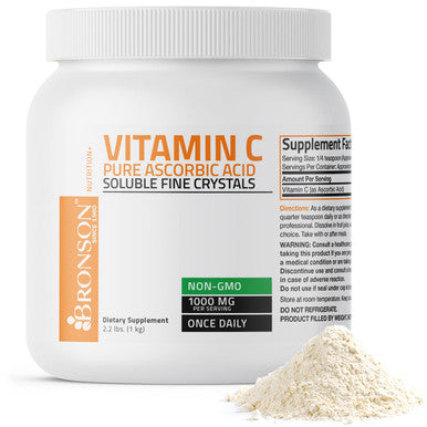 Bronson Vitamin C Pure Ascorbic Acid Crystals - 1,000 mg 2.2 lbs (1kg)