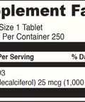 DaVinci Vitamin D3 1000 IU250 tabs
