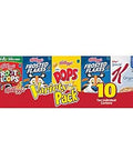 Kellogg's Cold Breakfast Cereal, Single Serve, Variety Pack, 10.94oz Tray (10 Boxes)