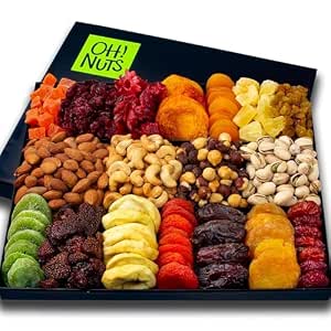 Oh! Nuts Dried Fruit and Nut Gift Basket - XL 18 Variety Gourmet Assorted Fruits and Nuts Gift Baskets - Holiday Gift Box - Food Snack Box for Birthday, Corporate - Gift for Men, Women