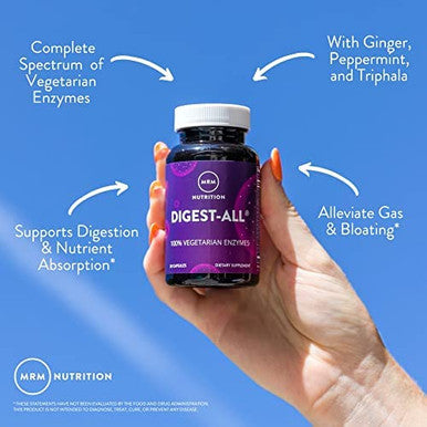 MRM Nutrition Digest-All AÃƒâ€šÃ‚Â® | Digestive Enzymes | Improved Digestion and Absorption | Lactase + Amylase + Lipase| May Help with Bloating and Gas| 100% Vegetarian | Gluten- | 100 Capsules