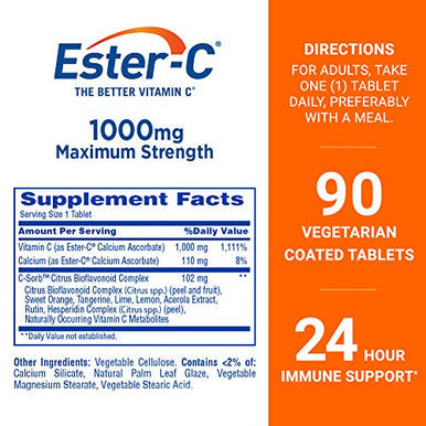 Ester C Vitamin C 90 Coated Tablets 1000 Mg