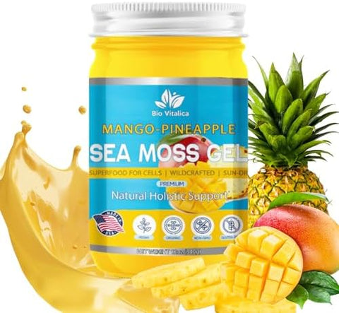 Sea Moss Gel by BioVitalica Irish sea Moss raw Organic Premium Quality Dr Sebi Vegan superfood for Cells 100% Natural Seamoss Gel (Pack of 1 Original)