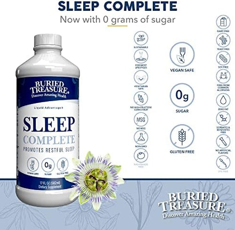 Buried Treasure Sleep Complete Promotes Restful Sleep With Chamomile Passion Flower Lemon Balm Melatonin Herbal Whole Food Complex 16 Oz
