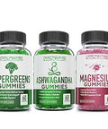 Supergreen Magnesium and Ashwagandha Gummies Improves Sleep and Helps Muscle Cramps Supergreens with Spinach Broccoli Beetroot Green Tea and Acai for Immune Support 60 Gummies