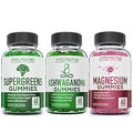 Supergreen Magnesium and Ashwagandha Gummies Improves Sleep and Helps Muscle Cramps Supergreens with Spinach Broccoli Beetroot Green Tea and Acai for Immune Support 60 Gummies