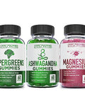 Supergreen, Magnesium & Ashwagandha Gummies - Improves Sleep & Helps Muscle Cramps, Supergreens With Spinach, Broccoli, Beetroot, Green Tea, & Acai For Immune Support - 60 Gummies